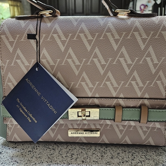 NWT Adrienne Vittadini - The Serafina Collection Neutral Taupe Sage Bag - Picture 2 of 14